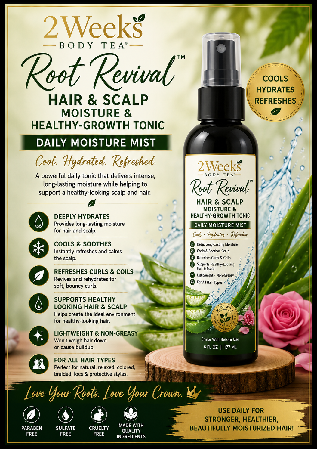 Root Revival
HAIR & SCALP
MOISTURE &
HEALTHY-GROWTH TONIC