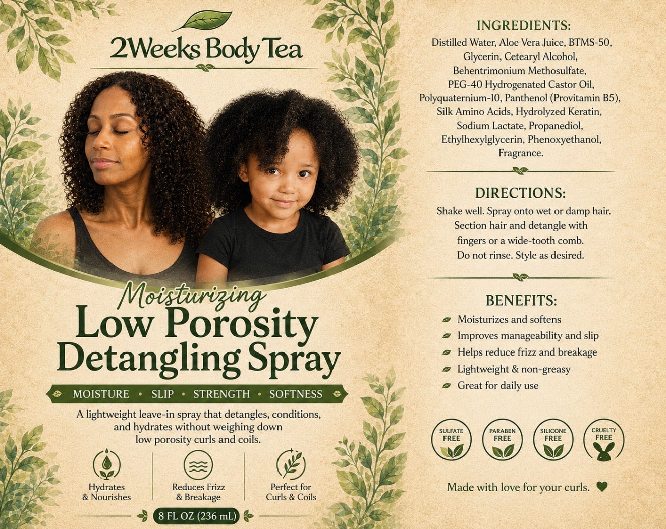 Moisturizing Low Porosity Detangling Spray
